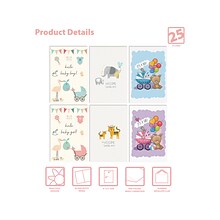 Better Office New Baby Cards with Envelopes, 6 x 4, Assorted Colors, 25/Pack (64625-25PK)