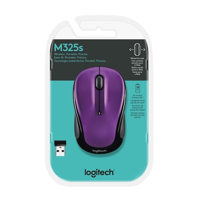 Logitech M325S Wireless Ambidextrous Optical USB Mouse, Violet (910-006826)
