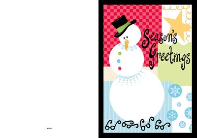 Seasons Greetings - snowman - eye glasses - 7 x 10 scored for folding to 7 x 5, 25 cards w/A7 envelo