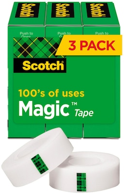 Scotch Magic Invisible Tape Refill, 3/4 x 27.77 yds., 3 Rolls/Pack (810K3)