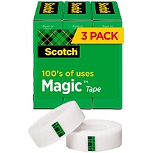 Scotch Magic Invisible Tape Refill, 3/4 x 27.77 yds., 3 Rolls/Pack (810K3)