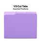 Quill Brand® File Folders, Assorted Tabs, 1/3-Cut, Letter Size, Violet, 100/Box (740913VT)