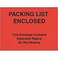 Self-Adhesive P/L Enclosed/This Package Contains... Packing List Envelopes; Red Paper Face, 7x6, 1000/BX
