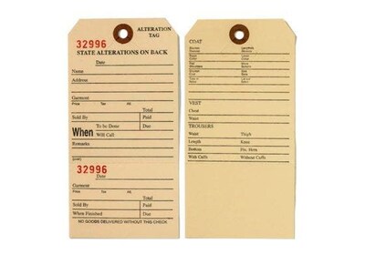 NAHANCO 3 1/2 x 6 1/4 Deluxe Alteration Tag, Manila/Black, 500/Pack