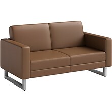 Safco Mirella 54 Vinyl Lounge Settee, Cognac (1731MRL2SLVCOG)