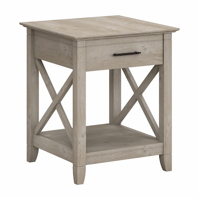 Bush Furniture Key West 20W x 20D End Table with Storage, Washed Gray (KWT120WG-03)