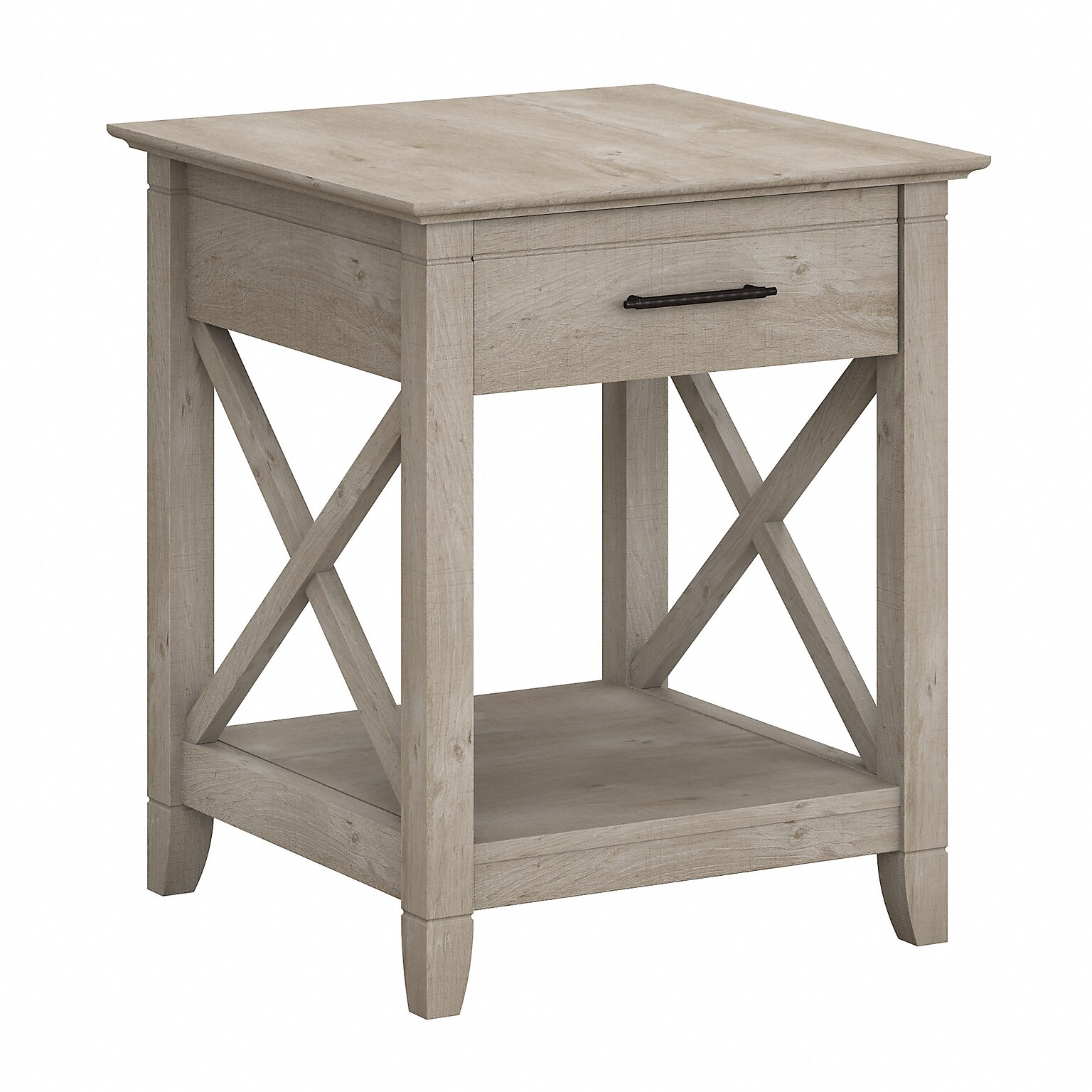 Bush Furniture Key West 20W x 20D End Table with Storage, Washed Gray (KWT120WG-03)