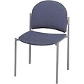 MLP Stacking Chairs; European-Style without Arms, Navy Blue Fabric, Grey Frame