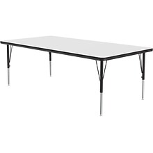 Correll Rectangular Activity Table, 60 x 36, Height-Adjustable, Frosty White/Black (A3660DE-REC-80