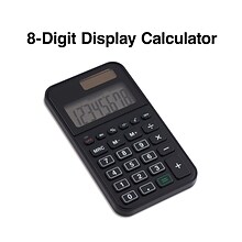 8-Digit Solar and Battery Basic Pocket Calculator, Black (ST130-CC)