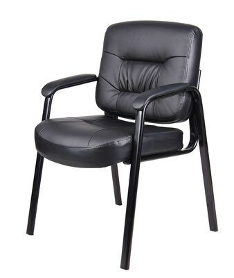 Boss Office Products LeatherPlus Guest Chair, Black (B7509)