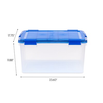 Iris 62.8 Quart Element Resistant Ultimate Clear Plastic Latching Storage Bin, Clear, 3/Pack (500141)