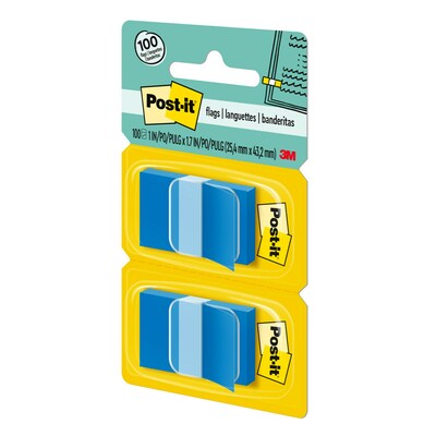 Post-it Flags, 1 x 1.7, Blue, 100 Flags (680-BE2)