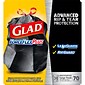 Glad ForceFlexPlus 30 Gallon Trash Bag, 5.31" x 10.06", Low Density, 0.90 mil, Black, 70/Box (70358)