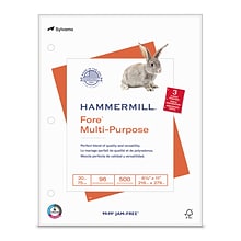 Hammermill Fore 8.5 x 11, 3-Hole Punched  Multipurpose Paper, 20 lbs., 96 Brightness, 500 Sheets/R