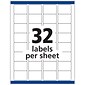 Avery Laser/Inkjet Identification Labels, 1 1/4" x 1 3/4", White, 32/Sheet, 15 Sheets/Pack (6570)