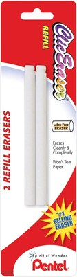 Pentel Clic Eraser Refills, White, 2/Pack (PENZER2BPK6)