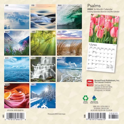 2024 BrownTrout Psalms 7 x 14 Monthly Wall Calendar (9781975464615)