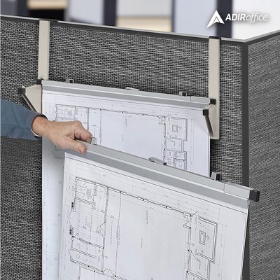 AdirOffice 18.25'' Steel Blueprint Storage Cubicle Wall Rack, Grey (618-GRY)