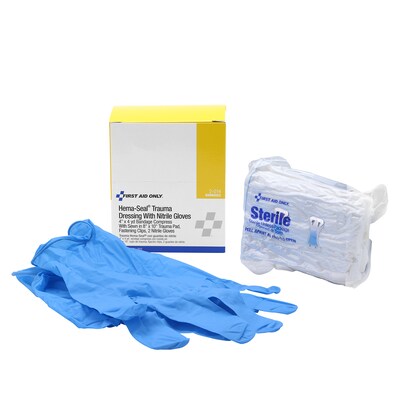 First Aid Only Hema-Seal 4 Trauma Dressing Refill with Nitrile Gloves (2-014)
