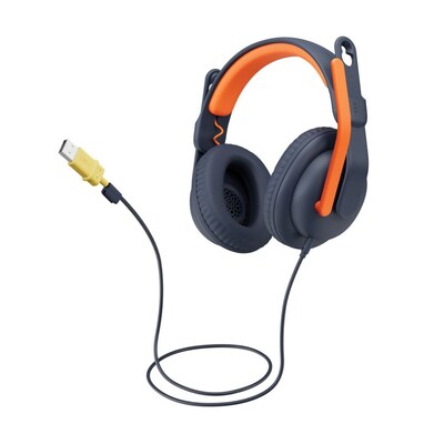 Logitech Zone Learn USB-A Stereo Computer Headset, Blue/Orange (981-001378)