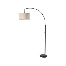 Simplee Adesso Rockwell 74 Matte Black Floor Lamp with Drum Oatmeal Shade (SL1170-01)