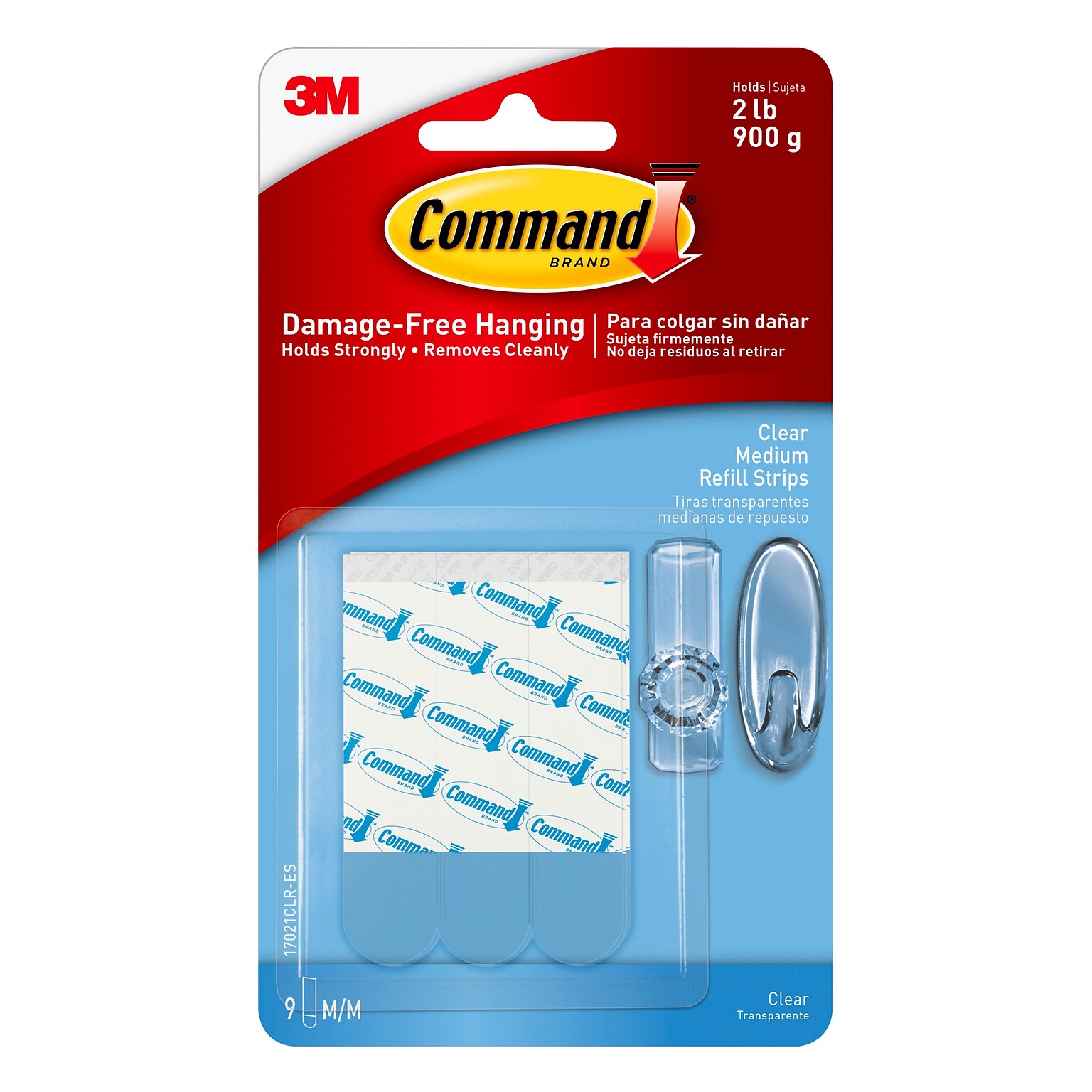Command Medium Refill Strips, Clear, 9 Strips (17021CLR-ES)