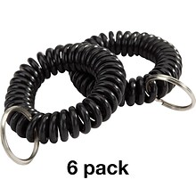 6 Pack of Quill Brand® Key Ring Wrist Coils, Black