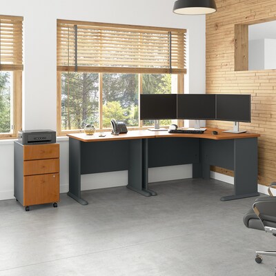 Bush Business Furniture Cubix 48W Corner Desk with Return and Mobile File Cabinet, Natural Cherry/S