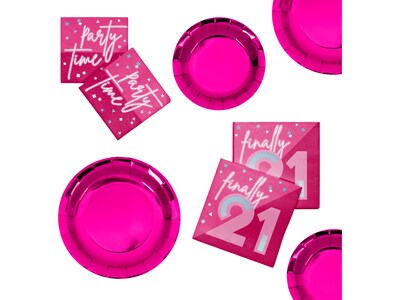 Creative Converting 21st Birthday Tableware Kit, Hot Pink (DTC9122E2C)