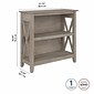Bush Furniture Key West 30"H 2-Shelf Bookcase with Adjustable Shelf, Washed Gray (KWB124WG-03)