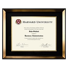 Excello Global Products 11 x 14 Resin Photo/Document Frame, Black/Gold (EGP-HD-0332)