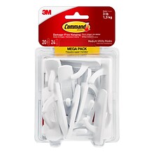 Command Medium Utility Hooks Mega Pack, White, 20 Hooks (17001-MPES)