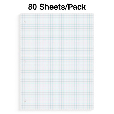 Staples® Graph Ruled Filler Paper, 4 Sq/In, 8 x 10.5, White, 80 Sheets/Pack (ST40476B)