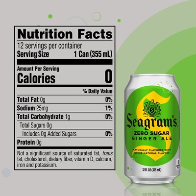 Seagram's Diet Ginger Ale, 12 oz., 24/Carton (00072979003344)
