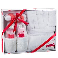 Freida and Joe Bath & Body Spa Gift Set in Pink Peony Fragrance with Luxury Bathrobe & Slippers (FJ-