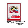 Staples® Two-Pocket Laminated Folders, Red, 10/Pack (13374-CC)