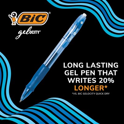 BIC Gel-ocity Original Retractable Gel Pen, Medium Point, 0.7 mm, Black Ink, 12/PK (RLC11-BLK)
