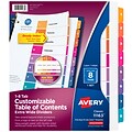 Avery Ready Index Table of Contents Extra-Wide Paper Dividers, 1-8 Tab, Multicolor (11163)