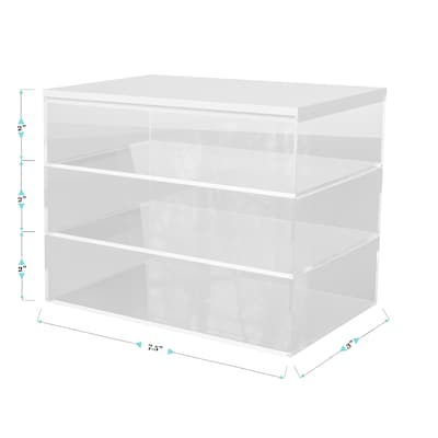 Martha Stewart Brody Plastic Storage Organizer Bin with White Engineered Wood Lid, Clear, 3/Set (BEPB45163WDCLWH)