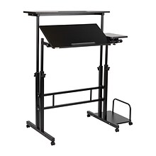 Mind Reader Woodland Collection 27.5-45.25 Mobile Adjustable Sit/Stand Desk, Black (SDROLLXL-BLK)