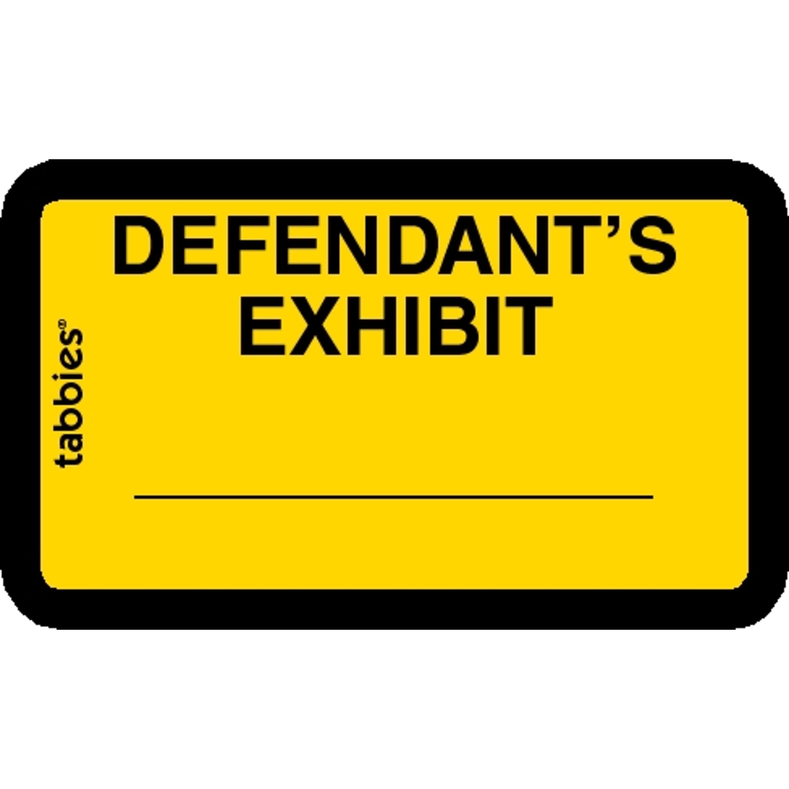 Tabbies Defendants Exhibit Labels, Pre-Printed, 1 X 1 5/8, Yellow, 252/Pack (58024)
