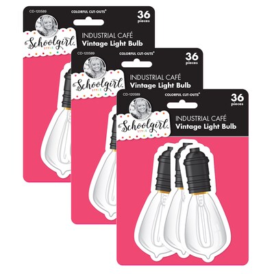 Schoolgirl Style™ Industrial Cafe Vintage Light Bulb Cut-Outs, 36 Per Pack, 3 Packs (CD-120589-3)