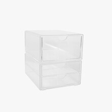 Martha Stewart Brody Plastic Stackable Office Desktop Organizer, Clear, 2/Set (BEPB33152CLR)