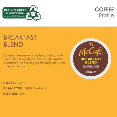 McCafe Premium Roast Decaf Coffee Keurig® K-Cup® Pods, Medium Roast, 96/Carton (080443CT)