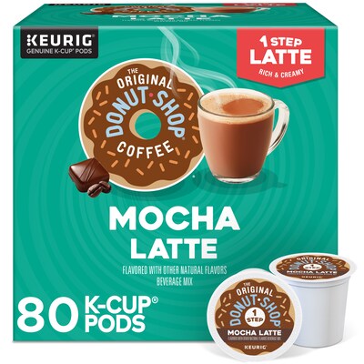 The Original Donut Shop One-Step Mocha Latte Coffee, Keurig K-Cup Pod, Dark Roast, 20/Box, 4 Boxes/C