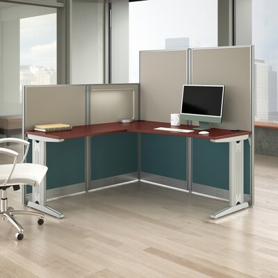 Bush Business Furniture Office in an Hour 65W x 65D L Shaped Cubicle Desk, Hansen Cherry (WC36494-03