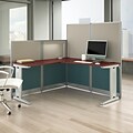 Bush Business Furniture Office in an Hour 65W x 65D L Shaped Cubicle Desk, Hansen Cherry (WC36494-03