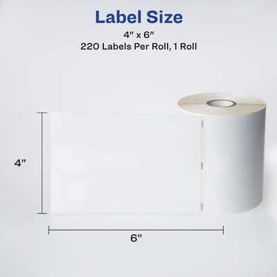 Avery Thermal Shipping Labels, 4" x 6", White, 220 Labels/Roll, 1 Roll/Box (4156)
