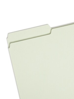 Smead Heavy Duty Pressboard File Folder, 1/3-Cut Tab, 1 Expansion, Legal Size, Gray/Green, 25/Box (
